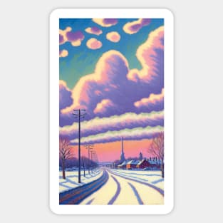 Winter Landscape and Cute Clouds Sticker